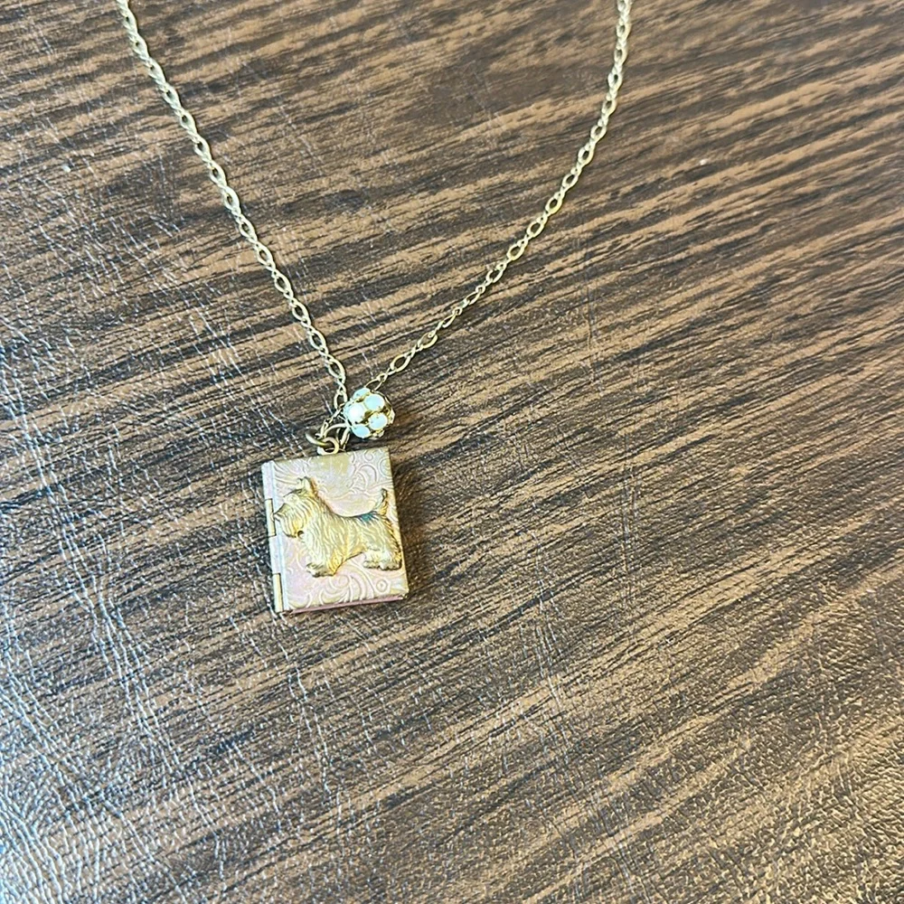 Lenora Dame Scottie Vintage Locket Necklace- on hold for lavender bee - Picture 2 of 8